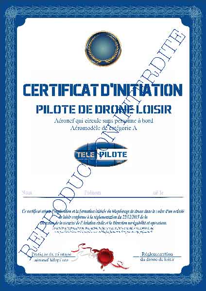 Certificat au pilotage de drone de loisir